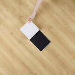 Dalle pvc adhesive sol bois beige jaune revetement de sol pour salle de bain cuisine carrelage adhesif ...