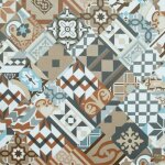 Dalle sol pvc clipsable mix and match - click 5g - carreaux de ciment patchwork terracotta - paquet de ...