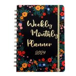 Agenda - damily - classeur a5 - motif de fleurs - couverture rigide - planificateur hebdomadaire