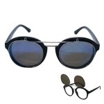 Dana lunettes vue & soleil unisexe homme femme steampunk r�tro vintage jumelles pantos rond bleu miroir ...