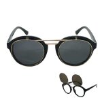 Dana lunettes vue & soleil unisexe homme femme steampunk r�tro vintage jumelles pantos rond noir