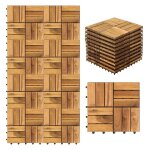 Daromigo lot de 77 dalles en bois dalles de terrasse 12 lattes 7 m� 30 x 30 cm dalles clipsables en bois ...