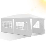 Daromigo tente pergola ext�rieure 3x6 m blanc abri de jardin avec b�che pe anti - uv et armature m�tal ...
