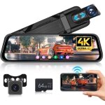 Dashcam miroir 9. 66 4k + 1080p wifi nuit adas surveillance parking enregistrement boucle carte 64g
