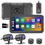 Dashcam moto avec carplay et android auto 2k camera avant et arri�re �cran tactile 6. 25 avec gps tpms ...