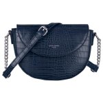 Sac bandoulire - david jones - petit sac epaule cuir pu crocodile femme - besace demi - lune - bleu