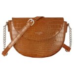 Sac bandoulire - david jones - petit sac epaule cuir pu crocodile femme - besace demi - lune - marron ...