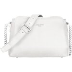 Sac bandoulire - david jones - petit sac epaule multipoche cuir pu femme - 3 compartiments - blanc