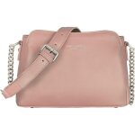 Sac bandoulire - david jones - petit sac epaule multipoche cuir pu femme - 3 compartiments - rose