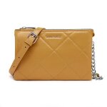 David jones - pochette soir�e matelass� - petit sac bandouli�re cuir pu femme - jaune