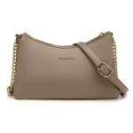 Pochette bandoulire - david jones - petit sac epaule cuir pu femme - 3 compartiments sacoche plate - ...