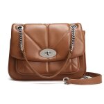 Sac � main bandouli�re - david jones - matelass� - cuir synth�tique - marron cognac - 23x16x8 cm