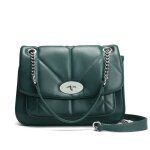 Sac � main bandouli�re - david jones - matelass� - cuir pu - vert - fermoir tourniquet