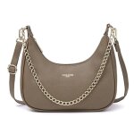 David jones - sac port� epaule cuir pu femme - petit sac � main bandouli�re forme banane - marron taupe ...
