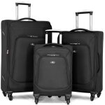 David jones - set 3 valises souples taille extensible 4 roues pivotantes - lot trolley 79 cm - bagage ...