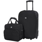 David jones - set valise cabine souple + mallette voyage vanity toile textile - bagage  main 55x35x20 ...