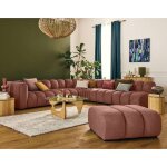 Debbie - canap� modulable dangle droit 5 places en tissu textur� - rose