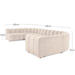 Debbie - canap� modulable panoramique dangle gauche 7 places en tissu textur� - rose