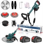 D�broussailleuse �lectrique sans fil 21v coupe - bordures avec 2 batteries 4000mah 3 types de lames r�glables ...