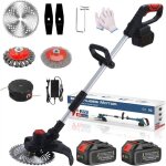 D�broussailleuse �lectrique sans fil 21v noire coupe - bordures avec 2 batteries 4000mah 3 types de lames ...