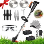 Debroussailleuse electrique sans fil batterie avec poign�e t�lescopique et 3 types de lames t�te r�glable ...