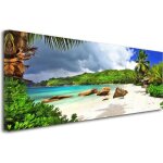 Tableau d�coration murale - declina - paysage des seychelles - 100x35 cm - coton - contemporain