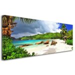 Tableau d�coration murale - declina - paysage des seychelles - 120x50 cm - coton - contemporain