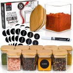 Deco haus� pots � �pices carr�s herm�tiques set de 10 - 160ml [avec �tiquettes] - bocaux en verre - pot ...