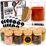 Deco haus� pots � �pices carr�s herm�tiques set de 10 - 190ml [avec �tiquettes] - bocaux en verre - pot ...