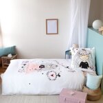 Cote deco kids parure de lit enfant - motif princesse - 100% coton - housse de couette 140x200 cm + 1 ...