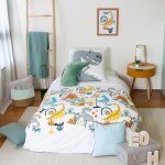 Parure de lit - cote deco kids - dinosaure - 100% coton - 140x200 cm - multicolore