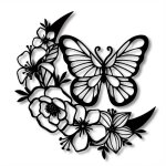 D�co murale m�tal noir lune / papillon boh�me suspendre maison / chambre / salle de bain / jardin .
