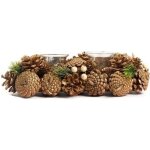 Déco noël 2 photophores forêt 30x13x9cm nature - decors de table noël blanc Déco noël 2 photophores forêt 30x13x9cm nature - decors de table noël blanc