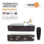 Dcodeur satellite hd pvr - hd4k - kaon hd dvb - s2 - abonnement total tv 12 mois - 122 chanes hd - ...