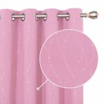 Deconovo lot de 2 rideaux occultant thermique  motif dor en ligne et point rideau fentre salon rose ...