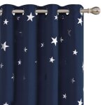 Deconovo lot de 2 rideaux occultant bleu marine a oeillets isolant thermiques dcorative argent pour ...