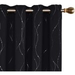 Deconovo lot de 2 rideaux occultants isolant thermique en chambre les point - lignes imprimés argents ... Deconovo lot de 2 rideaux occultants isolant thermique en chambre les point - lignes imprimés argents ...