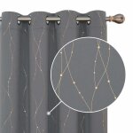 Deconovo lot de 2 rideaux occultants thermique à motif doré en ligne et point rideaux chambre adulte ... Deconovo lot de 2 rideaux occultants thermique à motif doré en ligne et point rideaux chambre adulte ...