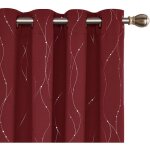Deconovo lot de 2 rideaux occultants thermique rideaux motif point argenté à oeillet 140x245cm rouge Deconovo lot de 2 rideaux occultants thermique rideaux motif point argenté à oeillet 140x245cm rouge