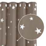 Deconovolot de 2 rideaux salle  manger cuisine chambre  oeillets motif etoile argent taupe rideau ...