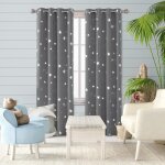 Deconovo lot de 2 rideaux occultant pour petite fenetre à oeillets motifs etoile argente gris clair117×138cm ... Deconovo lot de 2 rideaux occultant pour petite fenetre à oeillets motifs etoile argente gris clair117×138cm ...