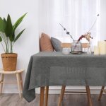 Deconovo nappe exterieur decoration waterproof effet lin pour table 140x240 cm gris fonc�