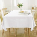 Deconovo nappe pour salle à manger effet lin rectangulaire impermeable 140x300cm blanche Deconovo nappe pour salle à manger effet lin rectangulaire impermeable 140x300cm blanche