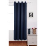 Deconovo rideaux occultants isolant thermique anti froid 140x260 cm design moderne  oeillets bleu marine ...