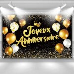 Dcor de photo joyeux anniversaire banderole 1. 1 x 1. 8m toile de fond grand tissu de photographie bannire ...