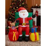 D�coration anim�e gonflable p�re no�l assis avec cadeaux 122 cm - rouge