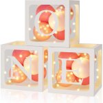 D�coration anniversaire 1 an bo�te � ballons rose 3 guirlandes lumineuses et 3 bo�te one avec arche ballon ...