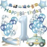 Decoration anniversaire 1 ans garcon 31 pi�ces d�coration danniversaire voitures et avions gar�on 1 ans ...
