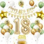 D�coration anniversaire 18 ans - zokko - ballons � foil - banni�re dor�e - joyeux 18e anniversaire - ...