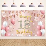 Decoration anniversaire 18 ansor rose 18 ans banderole joyeux anniversaire f�te photographie pour 18 ...